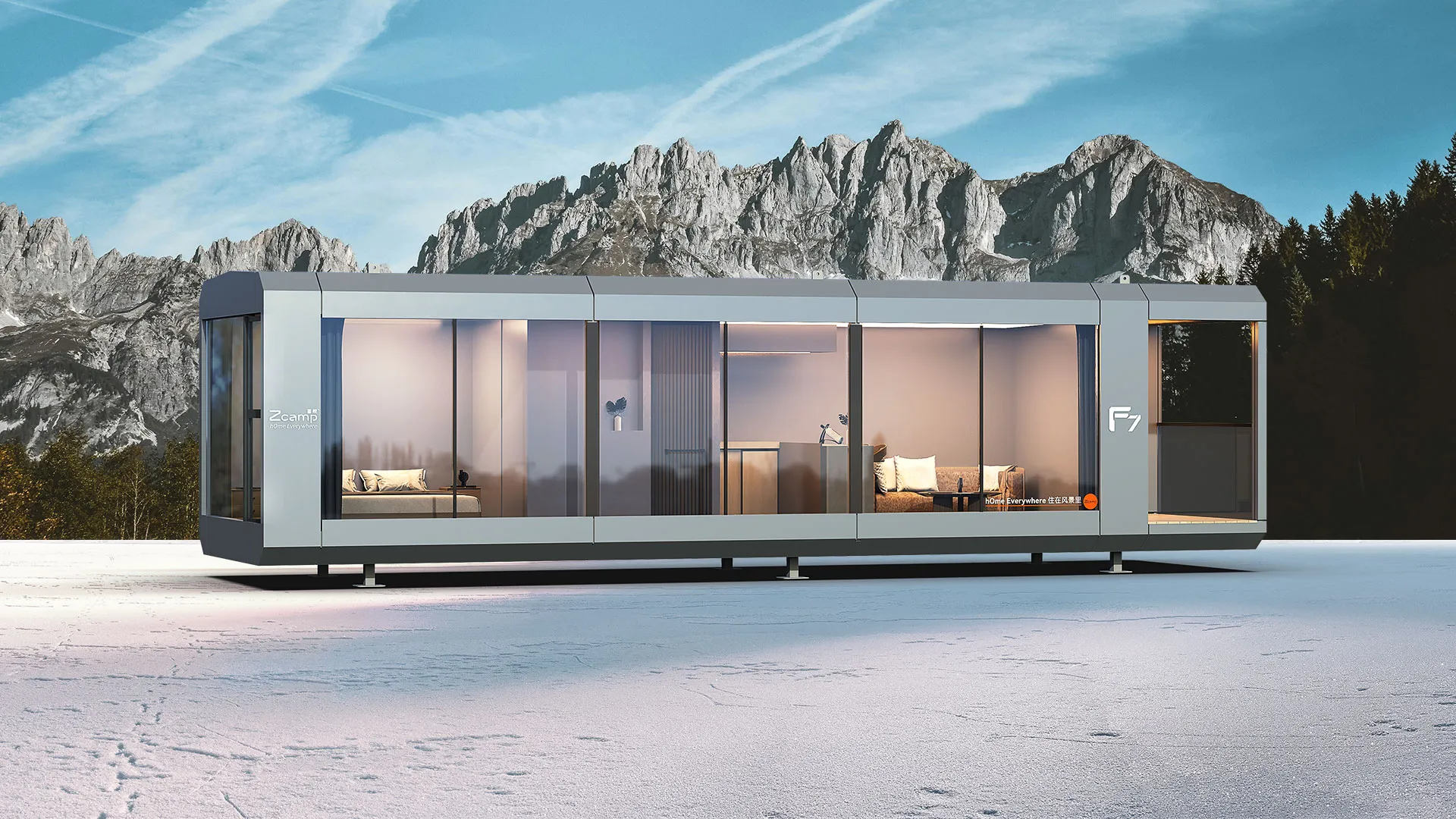 Vista exterior del modelo F7 Fortress con aluminio aeroespacial